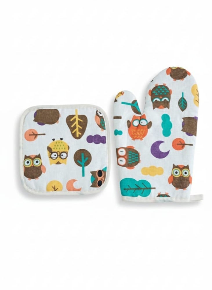 جوانتي وماسك فرن حراري كتان  قطعتين. - Image 2